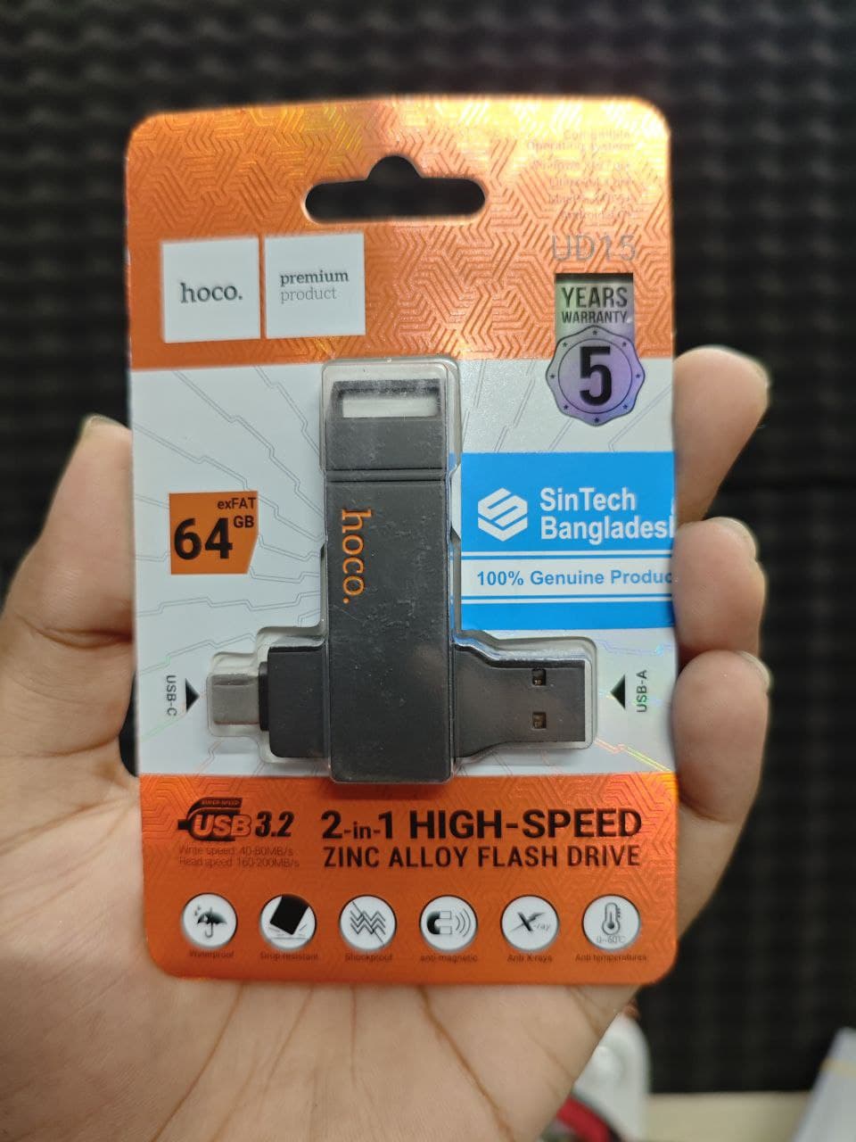 Hoco UD15 Type-C USB 3.2 Dual-Port Flash Drive 64 GB