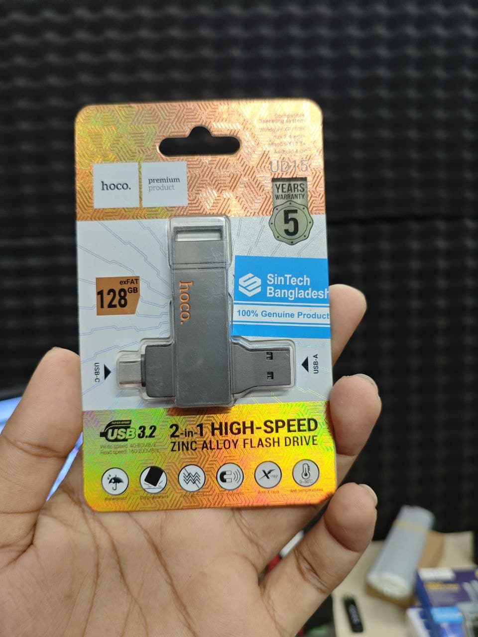 Hoco UD15 Type-C USB 3.2 Dual-Port Flash Drive 128GB