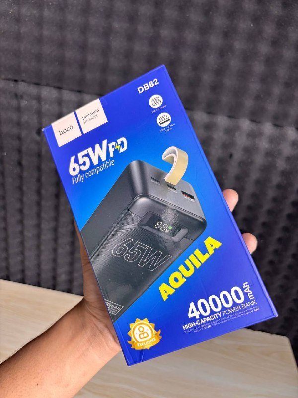 44a25c06-3bde-4216-aa3b-7a45a99a09b5.jpg Hoco DB82 Aquila 40,000mAh 65W PD Fast Charging Power Bank - Image 1