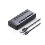 UGREEN 90307 CM481 Powered USB-C to 7-Port USB 3.0 Hub with 12V Power Adapter