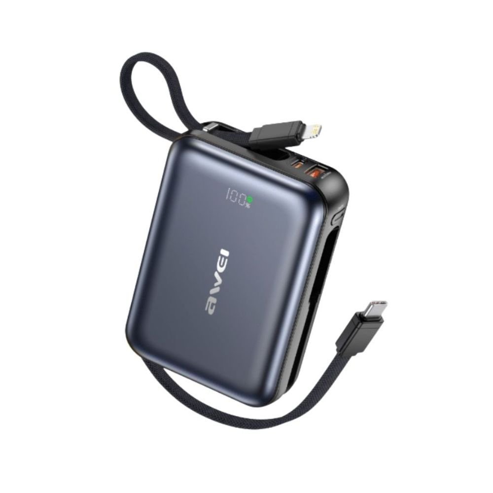 Awei-C03-20000mAh-45W-Power-Bank-with-Built-in-Cables-1.jpg Awei C03 20000mAh 45W Power Bank with Built-in Cables Price in BD - Image 1