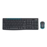 Logitech MK275 Wireless Keyboard and Mouse Combo with Dedicated Media Hotkeys - Black/Teal