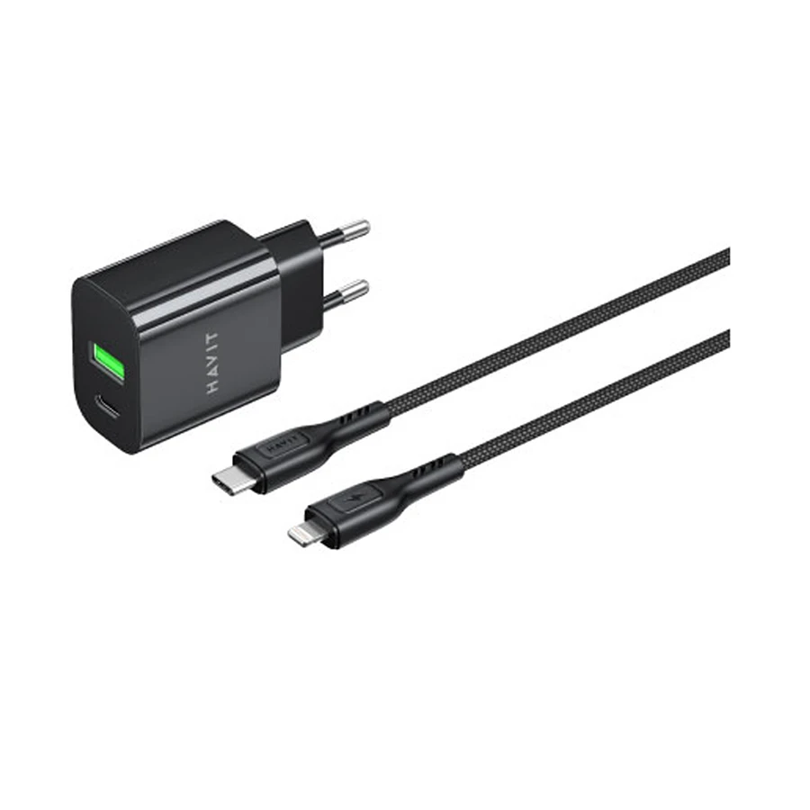 havit-st925-usb-usb-c-20w-black-charger-11756728606.webp Havit ST925 20W Charger with Lightning Cable Price in BD - Image 1