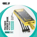 Geeoo P350 10000mAh Transparent Power Bank with Attached Cables & LED Lamp - Image 2