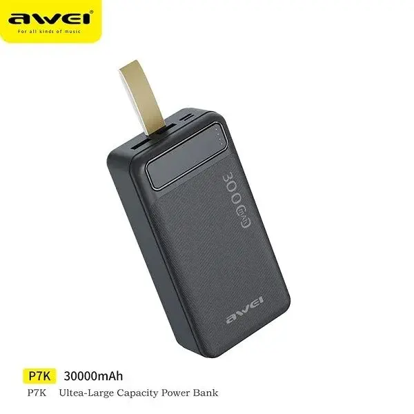 product_12870_main.webp Awei P7K 30000mAh High Capacity Portable Fast Charging Power Bank with LED Indicator - Image 1