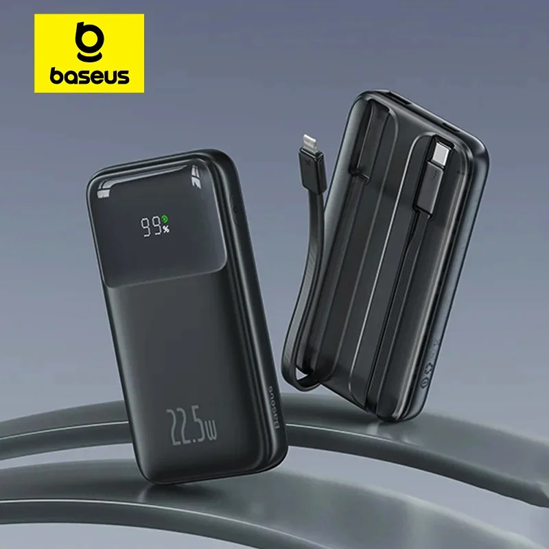 product_1764410022_692ac2a69fd8f.webp Baseus Comet Series 22.5W 20000mAh Dual Cable Digital Display Power Bank – Premium Starry Black - Image 1