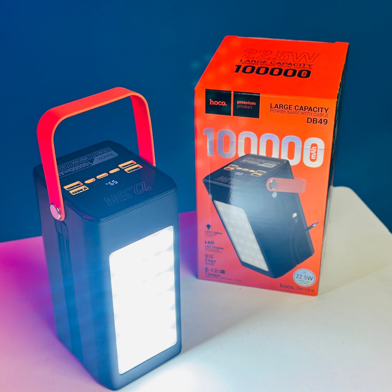 product_1768203518_6964a4fec94c9.jpeg Hoco DB49 100000mAh Ultra-Capacity Power Station – 22.5W Fast Charge Power Bank - Image 1